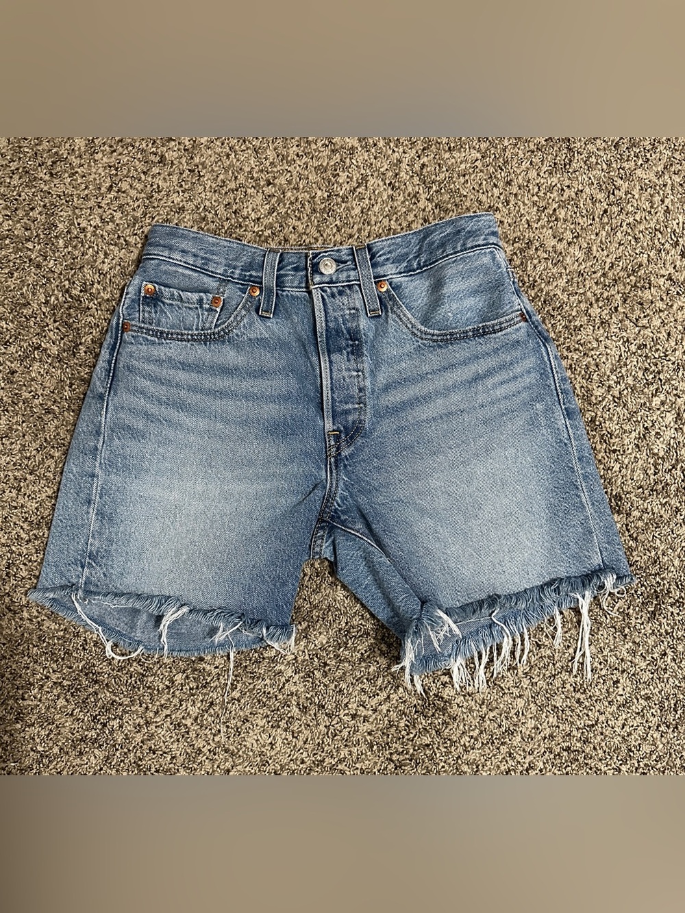 Levi's 501 Button-fly Frayed Hem Denim Shorts